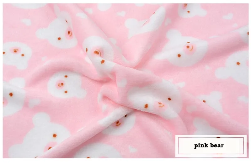pink bear Фланелевая мягкая теплая ткань в горошек с рисунком кролика, панды, кота, клубники, цветов для детей, зимняя одежда, ночная рубашка, одеяло, ручная работа - Цвет: pink bear