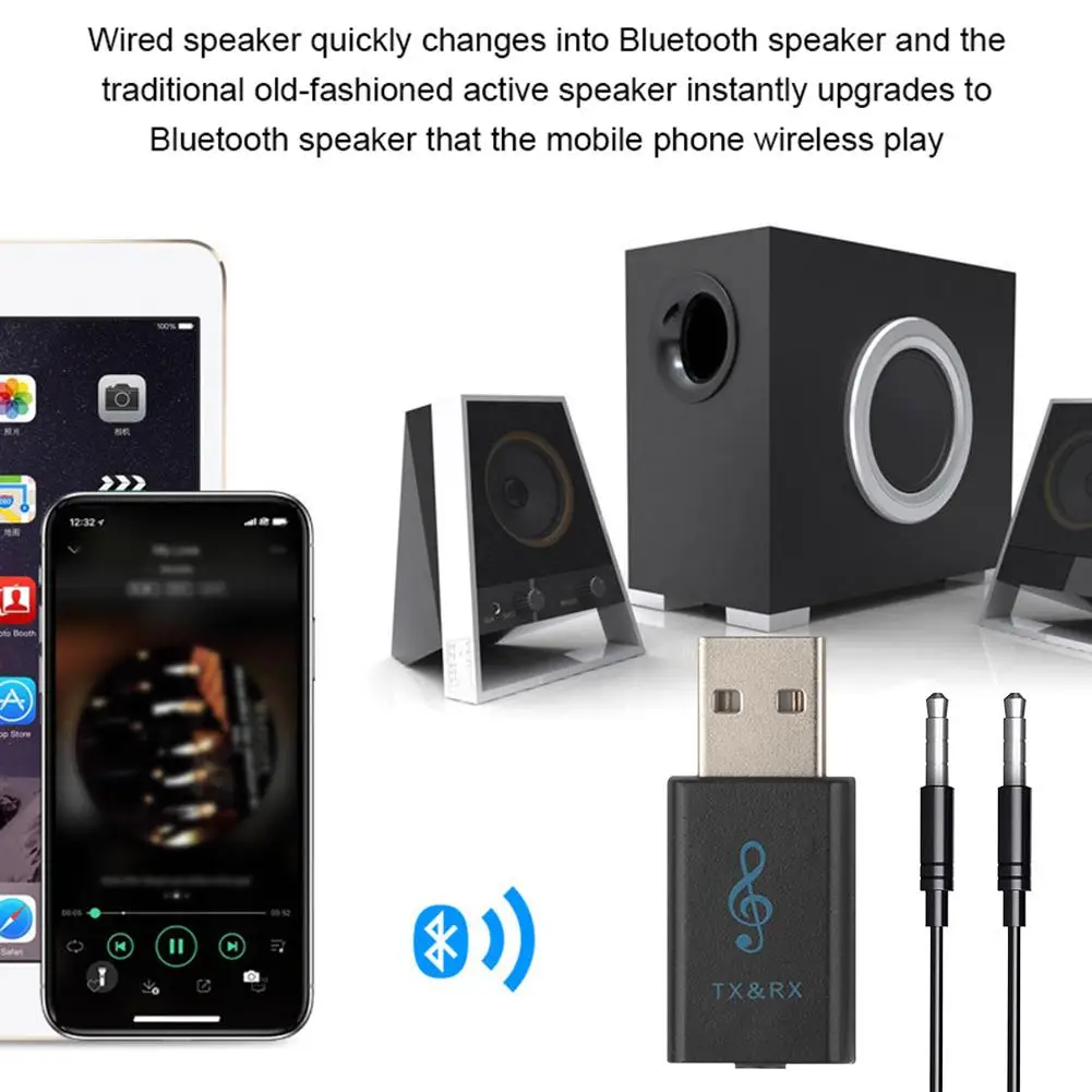 2 в 1 USB Bluetooth 5,0 аудио передатчик беспроводной USB адаптер для телевизионного компьютера
