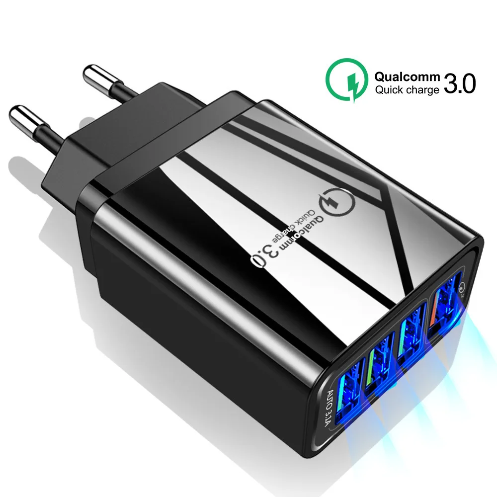 4 USB порта Быстрая зарядка 3,0 USB зарядное устройство для iPhone X 8 EU US настенное зарядное устройство Быстрая зарядка для samsung Note10 S9 S8 для huawei P30