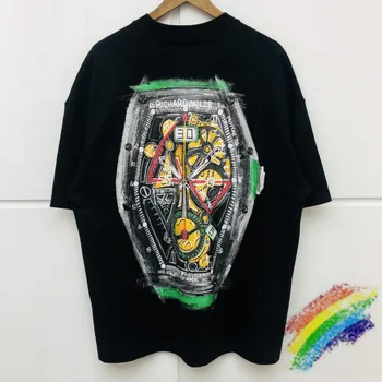 

Oversize Hand-painted industrial mechanical watches T Shirt Men Women Best Quality Hip-hop Streetwear T-shirt Tees
