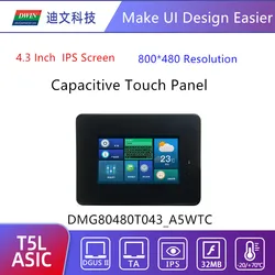 Dwin 4.3 polegada tft lcd módulo display 800*480 industrial grau hmi tela inteligente lcm painel de toque dmg80480t043_a5w