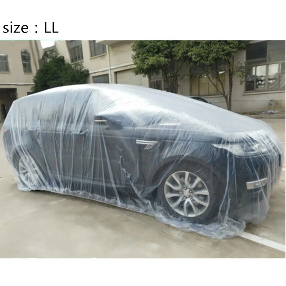 Yfashion LDPE пленка Наружная одноразовая прозрачная полная крышка автомобиля дождь/пыленепроницаемый гараж Универсальный временный 3 размера - Название цвета: LL