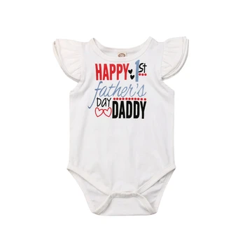 

New Happy 1st Father's Day Newborn Baby Girl Boy Fly Sleeve Bodysuit Jumpsuit Clothes