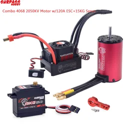 KK – Combo moteur sans balais 4068 2050KV, étanche, avec ESC 120a sans balais + S1500M, 15KG, Servo en métal pour voiture de course RC 1/8 