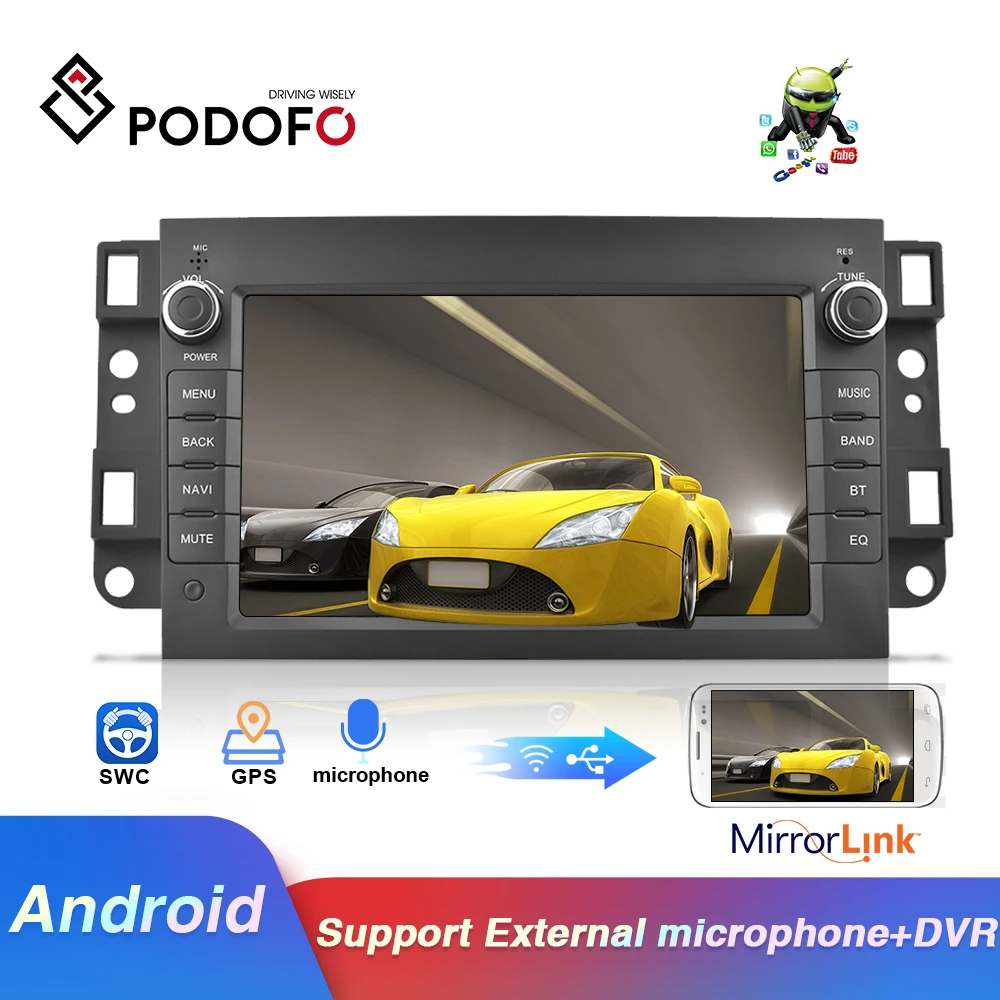 Автомагнитола Podofo мультимедийная стерео система на Android с GPS 1 ГБ ОЗУ 16 Гб ПЗУ для