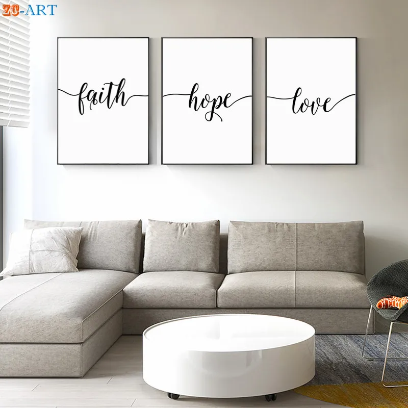 Вера Надежда Любовь принты цитаты Плакаты минималистское полотно Christian Wall Art