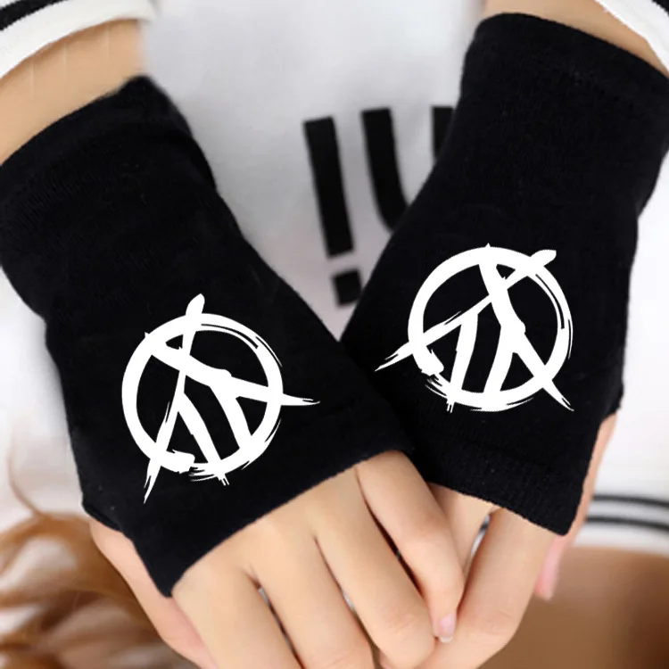 Death Note Miku No Game No Life вязаные перчатки из хлопка с принтом, теплые рукавицы на запястье с наполовину пальцами, модный подарок для косплея, зима - Цвет: G