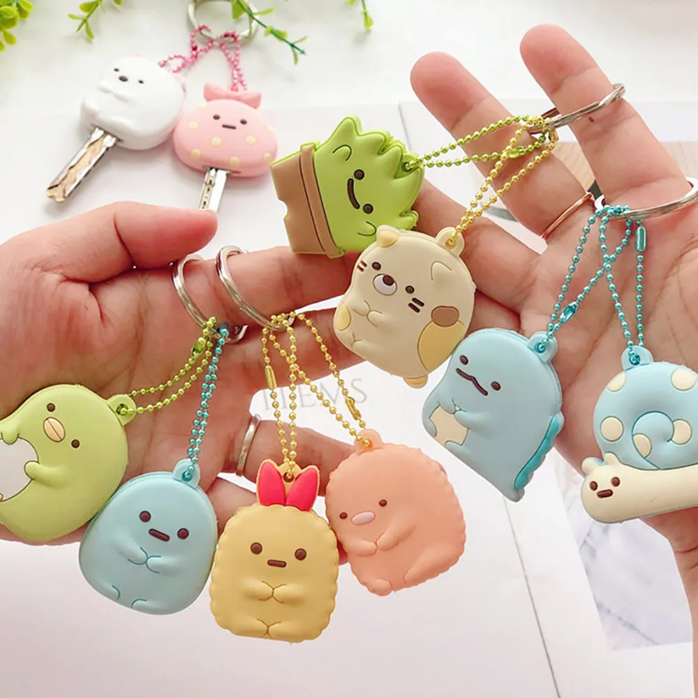 

Cute Key Cap Key Covers Rings Key Identifier Tag Organizers Silicone Keychain Holder With Ball Chain New Arrival