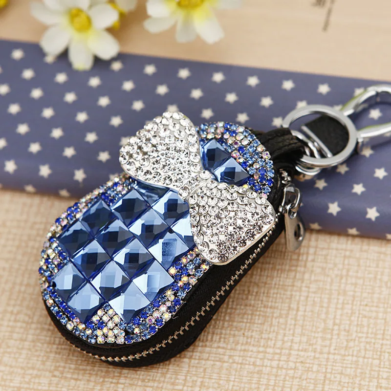 Style 13 Модная сумка для ключей, высокое качество, австрийский кристалл, кожа, Дамский брелок для ключей на талии, на молнии, автомобильный брелок для ключей, сумка для хранения ключей - Цвет: Style 13