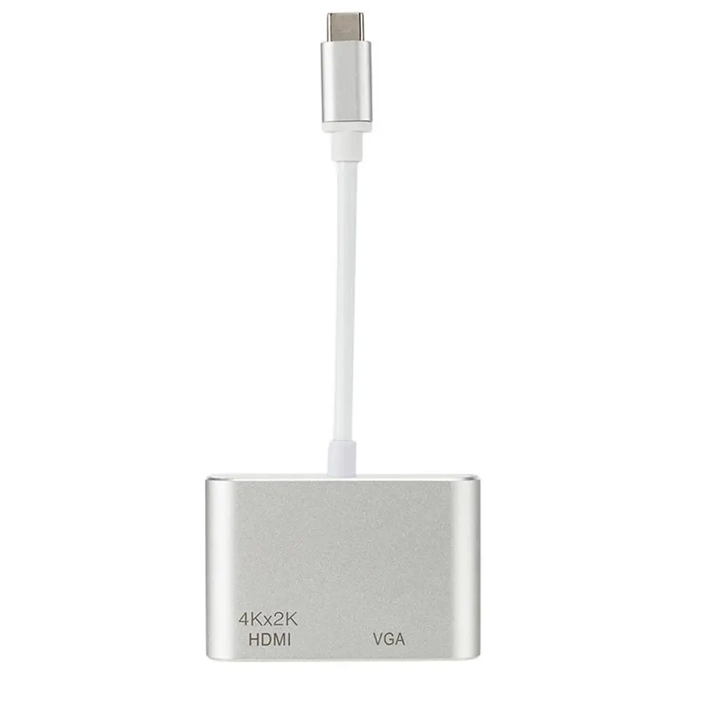 Компактный размер USB-C 3,1 type C к HDMI VGA адаптер для HDTV для проектора для Macbook прочный серебристый
