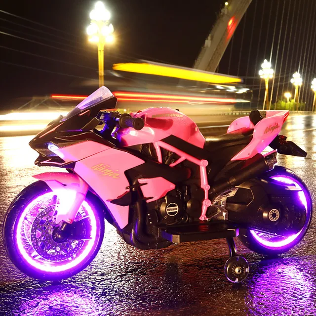 The New 1.1M Long Children Electric Two Wheeled Rechargeable Drive Motorcycle For 3-9 Years Kids Can Take Double Large Toy Car 3