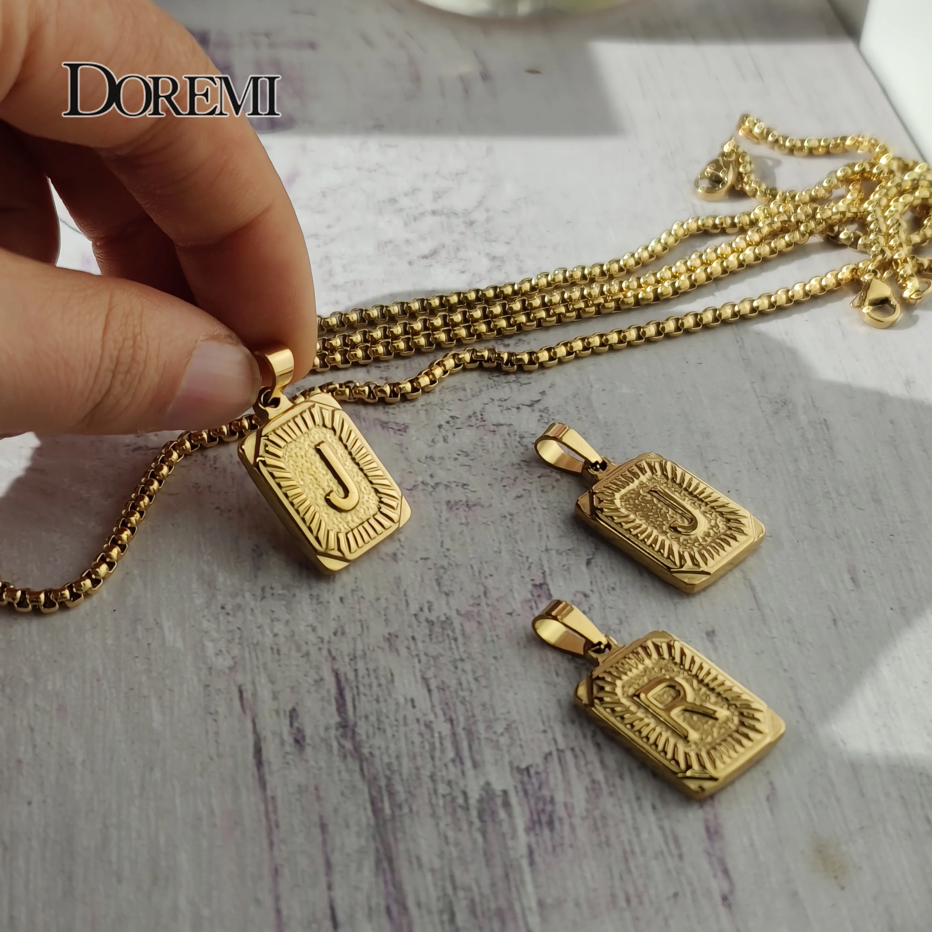 Holizaly Initials AZ Letters Pendant Necklace Men's Women's...