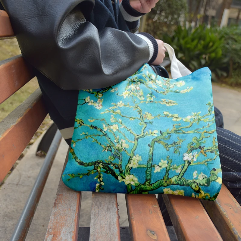 New Van Gogh Oil Painting Canvas Tote Bag Retro Art Fashion Travel Bag Women Leisure Eco Shopping High Quality Foldable Handbag New Van Gogh Oil Painting Canvas Tote Bag Retro Art Fashion Travel Bag Women Leisure Eco Shopping High Quality Foldable Handbag