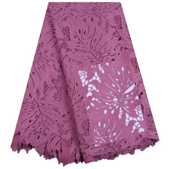 

Onion Leaves Style African Water Soluble Cord Laces Latest Nigerian Guipure Cord Lace With Stones For Wedding Dress F1714