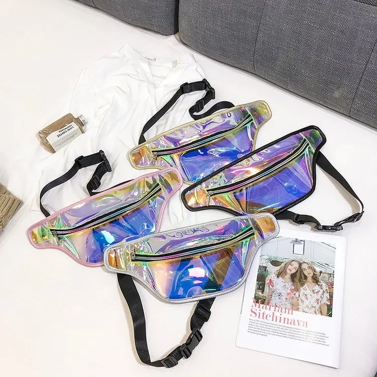 

2019 Fashion Plastic WOMEN'S Bag Casual Versatile Korean-style Chest Pack Multi-functional Wallet Simple Laser Shoulder Bag