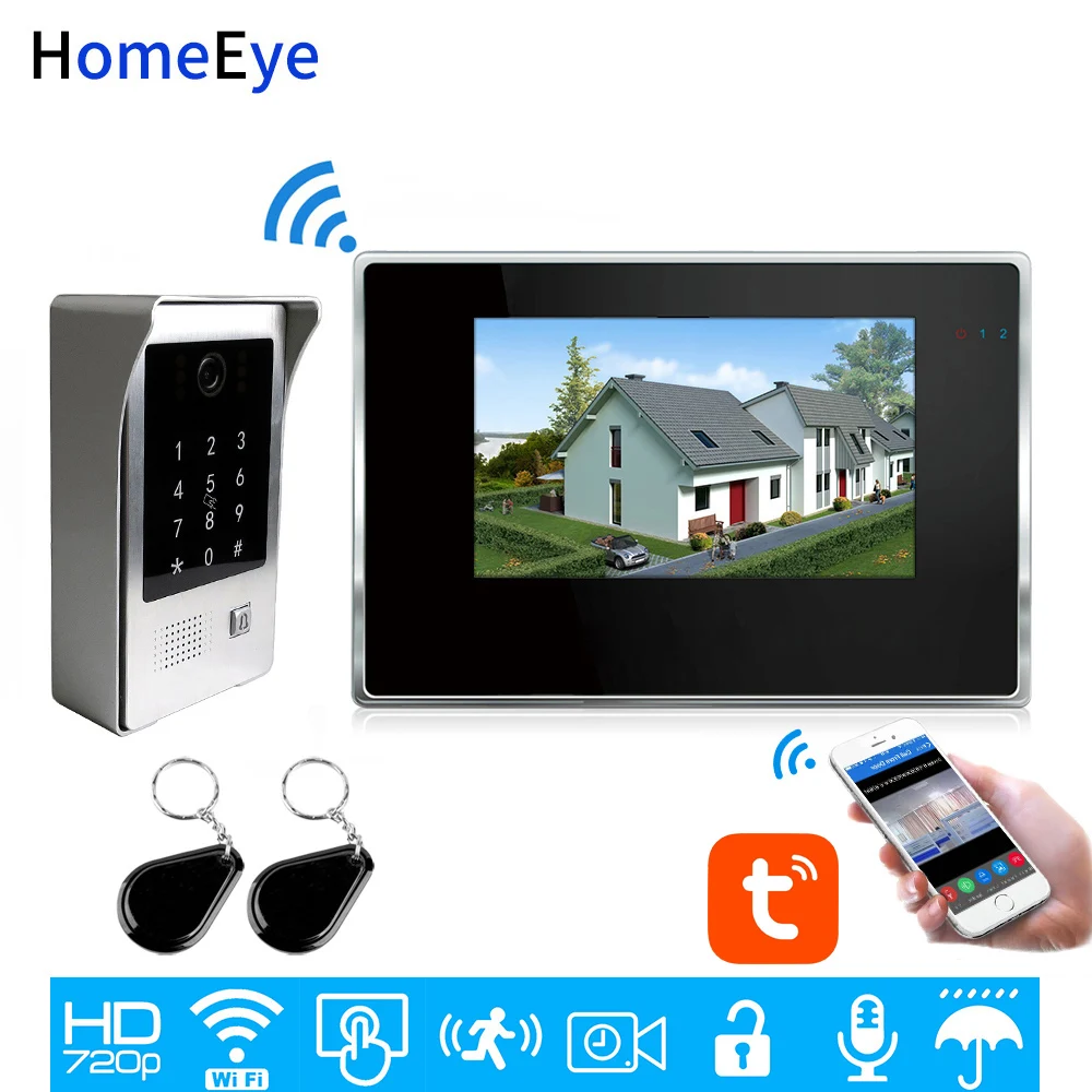 WiFi Video Intercom System IP Video Door Phone TuyaSmart App Remote Unlock Code Keypad+IC Card Home Access Control Touch Screen WiFi Video Intercom System IP Video Door Phone TuyaSmart App Remote Unlock Code Keypad+IC Card Home Access Control Touch Screen