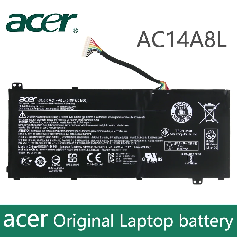 Аккумулятор для ноутбука acer Aspire VN7-571 VN7-571G VN7-591 VN7-591G VN7-791G KT.0030G. 001 аккумулятор большой емкости 11,4 V 4605 мА/ч, AC14A8L