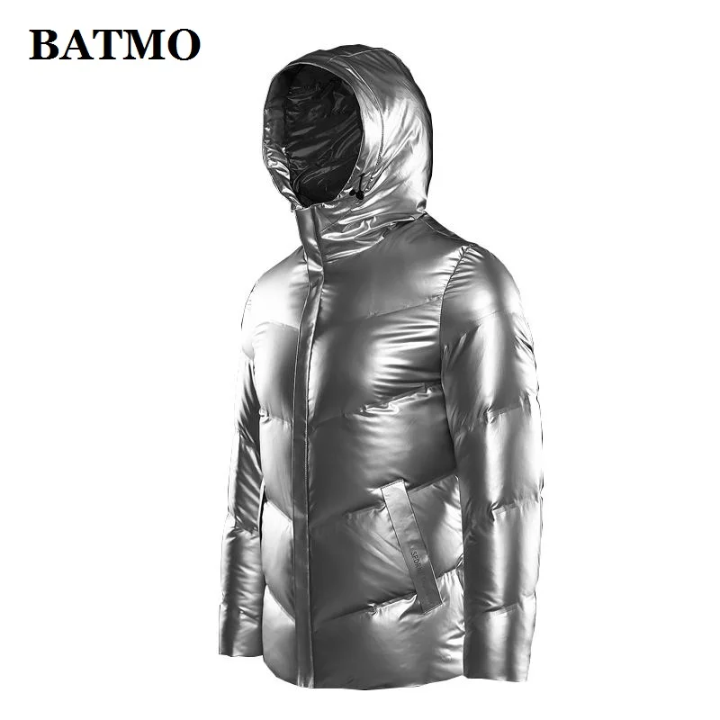 BATMO, Новое поступление, зимняя высококачественная мужская куртка с капюшоном на 80% белом утином пуху, водонепроницаемый пуховик 9928 - Цвет: Серебристый