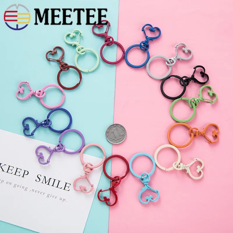Meetee 10 шт. брелок в форме сердца с круглым кольцом, собачья Пряжка, ошейник для домашних животных, кнопка для самостоятельного изготовления ювелирных изделий, сумочки, кошелька, красочные украшения, аксессуары