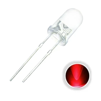 

100PCS 2Pin 5MM 20mA Transparent Round Top Red LED Diode DIY Light Emitting Diodes Bulbs Diffused Assortment Kit