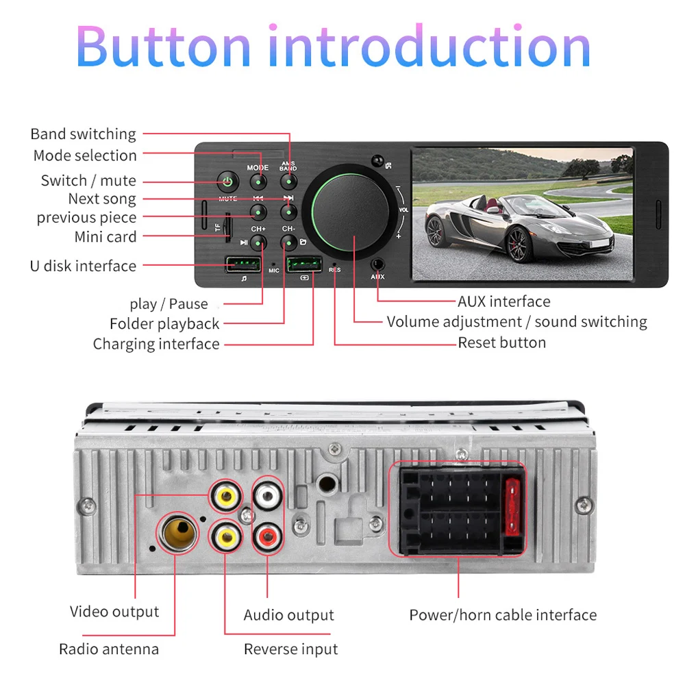 4,1 дюймов 1 Din двойной USB Bluetooth мультимедийный автомобильный MP5 плеер Авто стерео радио Поддержка Быстрая Зарядка телефона и камера заднего вида
