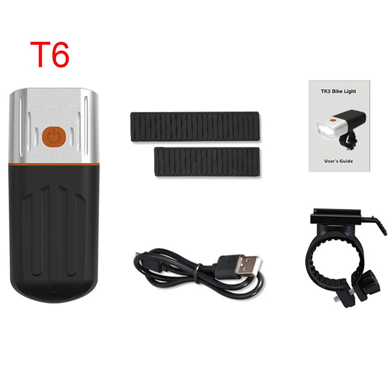 Bike Lights Set 3*L2/T6 LED Bicycle Light USB Charging Mobile Power Built-In 18650 Battery 3 Modes Front Headlight Lamp - Цвет: SilverT6