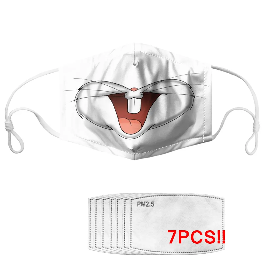 Anti Dust Mouth Mask with Filter Adults&ampkids Protection 3D Animal Uv Mascarillas Print White Unisex Masks | Аксессуары для