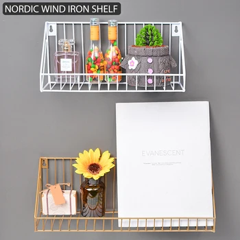

1PC Metal Wire Shelves Industrial Wall Mounted Shelves Unit Metal Wire Floating Racks Multifunction Storage Holders