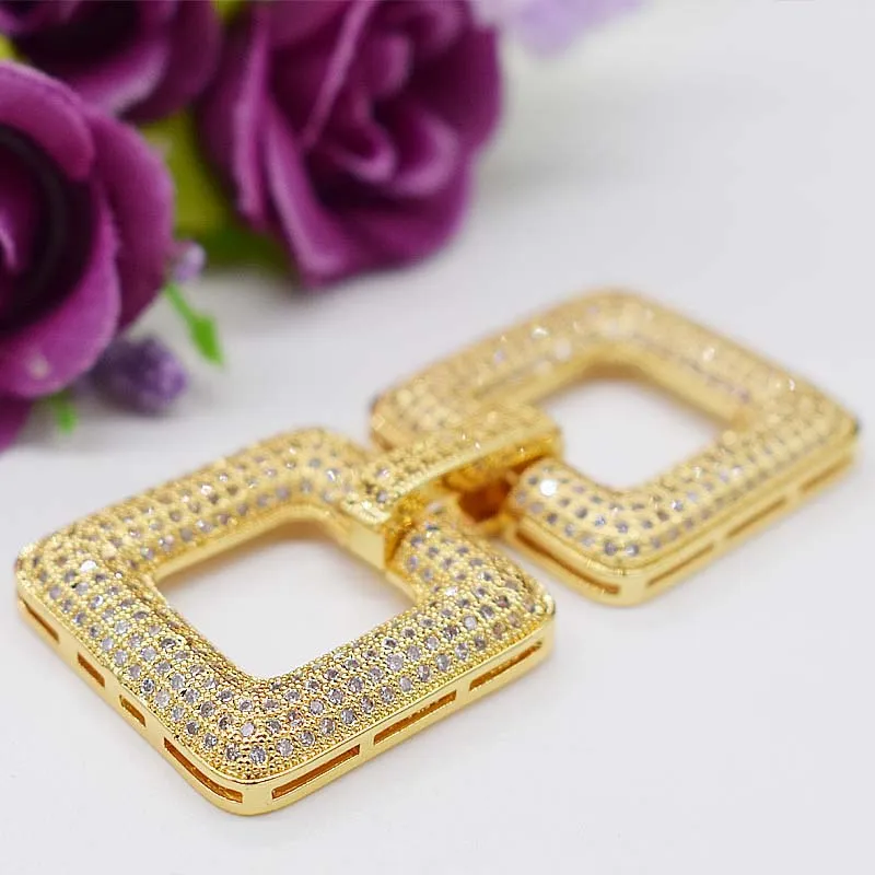 

2pcs/lot Classic high-grade CZ square bracelet and necklace buckle, single row double row multi-purpose buckle