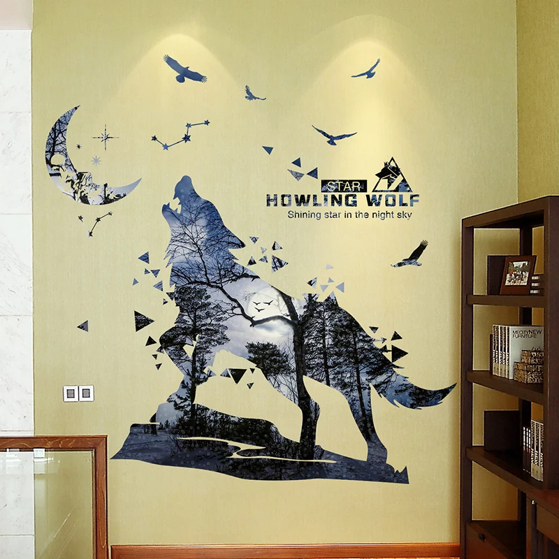 Wolf наклейки на стену лесную тему DIY настенные с животными для дома детской