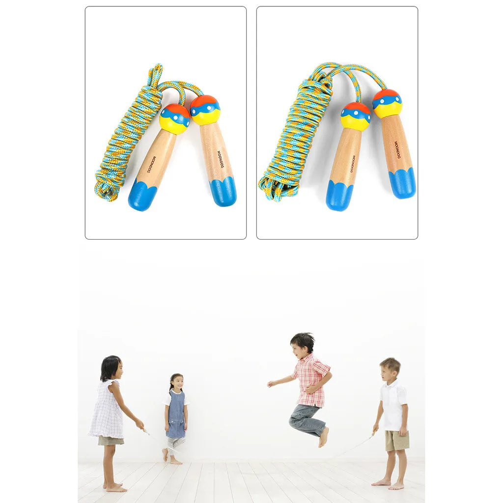 Outdoor&Sport Wooden Cartoon Handle Exercise Fancy Fitness Workout Adjustable Rope Skipping Sports Exercise Cardio Equipment 47