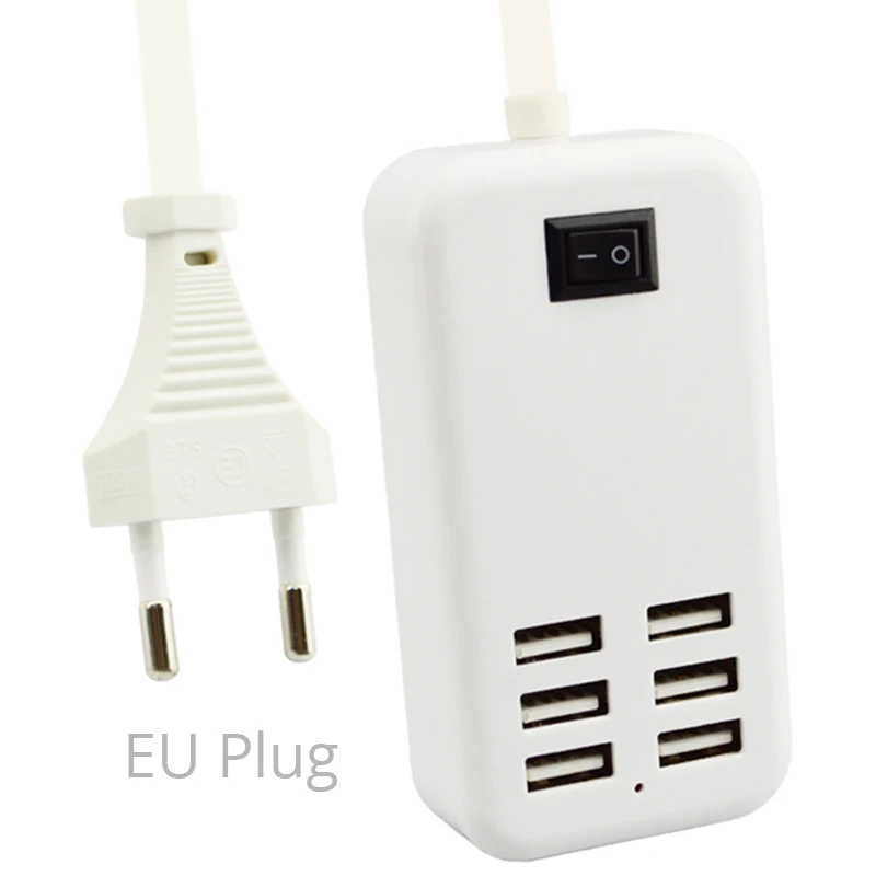 6 портов зарядное устройство USB разъем ЕС США для Xiaomi HuaWei iPhone телефон зарядка концентратор адаптер 5V6A Универсальный Мульти док-станция для зарядки с USB