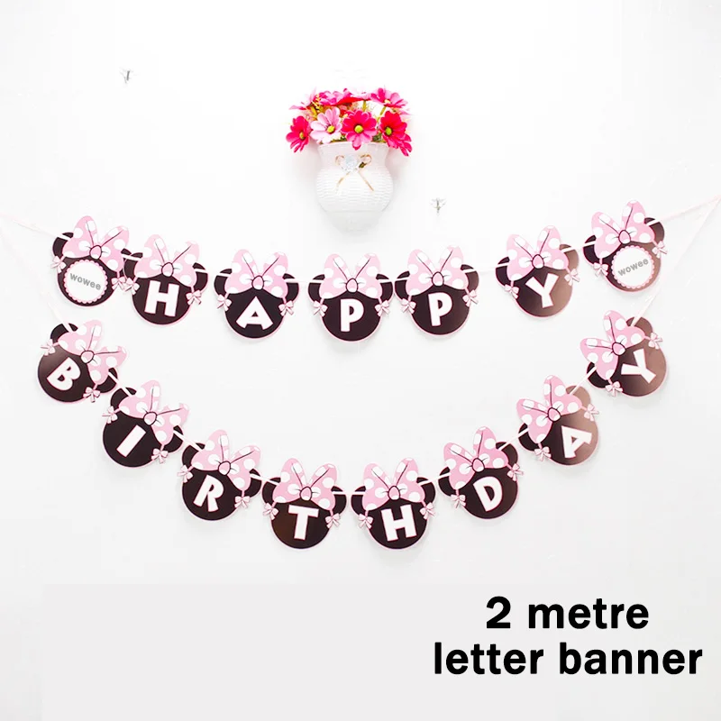 2M Minnie Banner 2,5 м баннер Минни Маус Флаг Вымпел одноразовая посуда с днем рождения праздничные принадлежности праздничные украшения для девочек - Цвет: 2M Minnie Banner