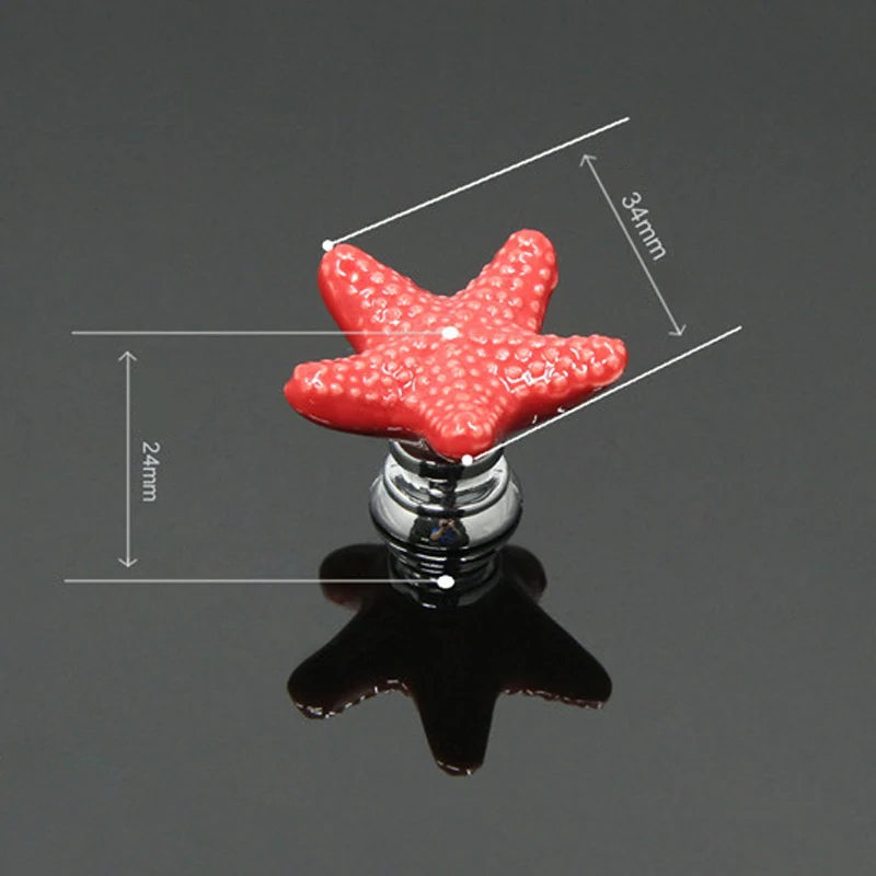 Aluminum alloy Ceramic knob Colorful Dresser Knobs Starfish Drawer Cabinet Knobs Kitchen Cupboard Knobs Decorative Handle