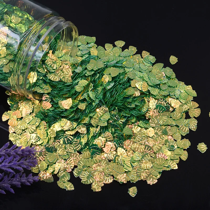 golden Grass green Морская раковина блестки 7 мм ПВХ свободные блестки для дизайна ногтей маникюр шитье Свадебный декор конфетти Lentejuelas 20 г - Цвет: golden Grass green