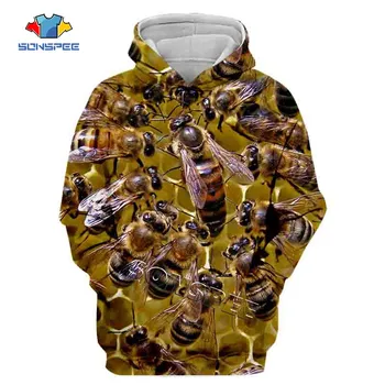 

SONSPEE New Fashion Sweatshirt Hoodies insect Bee Printed Men Women Pullover Clothes Casual Funny Harajuku 3D Streetwear Hooded