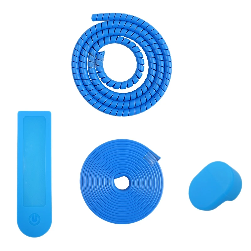 Blue Защитный набор для электрического скутера(защитный винт+ полоса против столкновений+ задняя силиконовая втулка+ крышка приборной панели) для Mijia M365 - Цвет: Blue