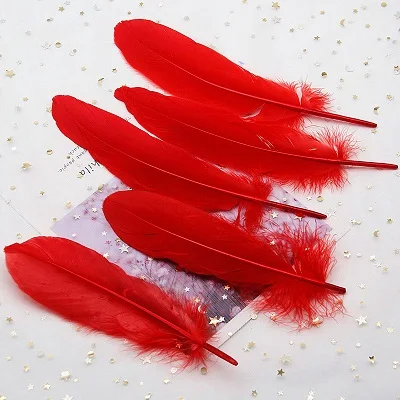 Red 50pcs Пуховые перья многоцветный Шлейф 14-20 см перо отделка для рукоделия свадебное платье Вечерние DIY украшения аксессуары 50 шт - Цвет: Red 50pcs