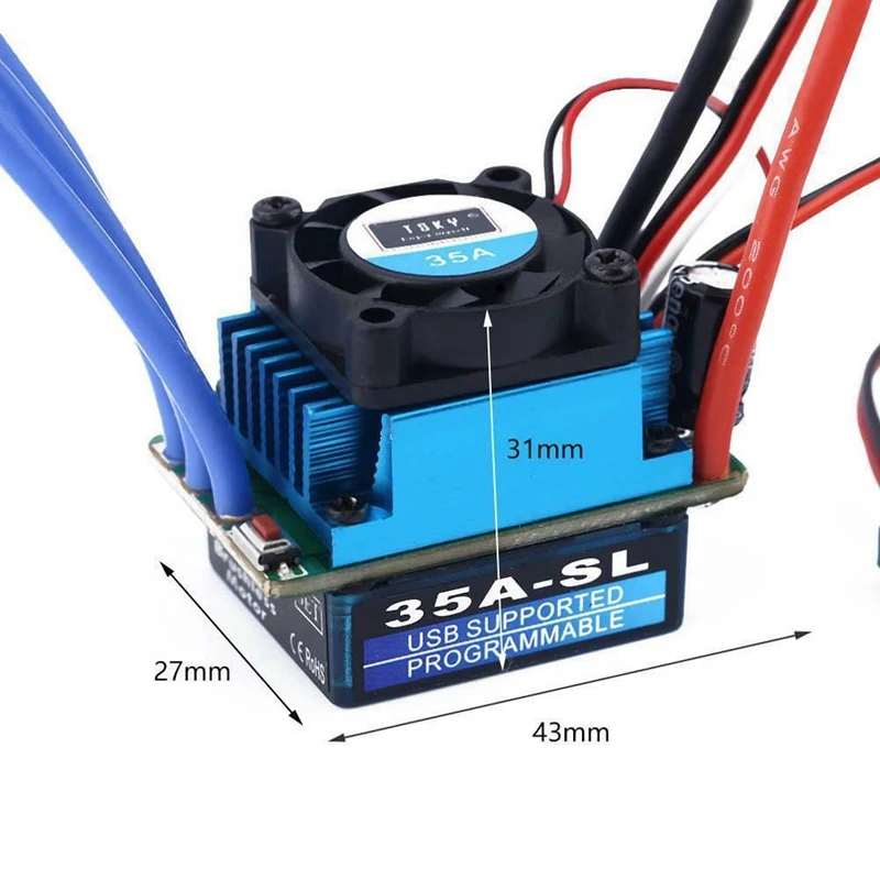 Гоночный 35A Esc бесщеточный Электрический регулятор скорости для 1:12 1:10 Rc автомобиль грузовик Mt