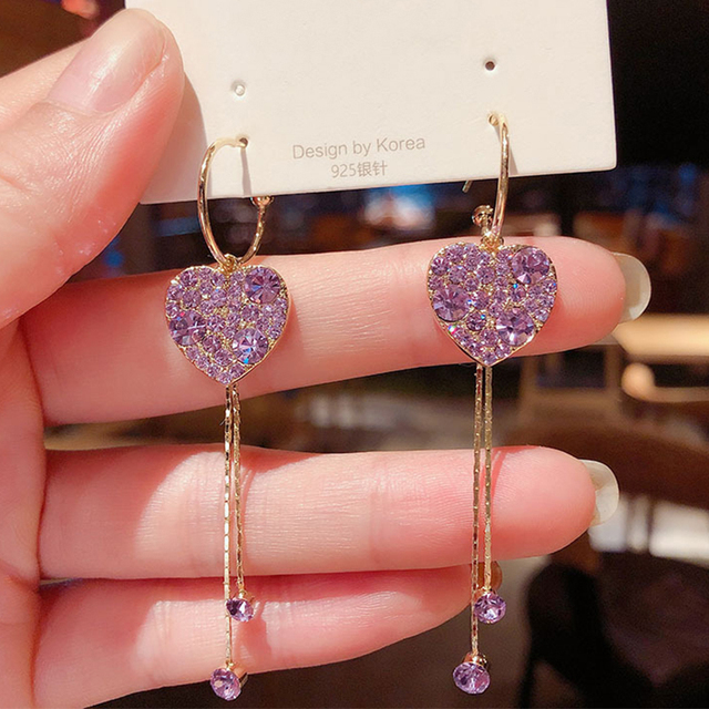 Simple Moon Star Rhinestone Long Chain Earrings For Women Shine Sun Crescent Geometric Tassel Piercing Earring Party Jewelry
