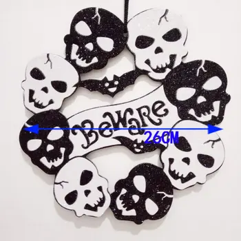

1 Pack Halloween Hanging Props Home Door Bar Ornament Listing Plaque Decorative Hanging Signs (Skull Circle)