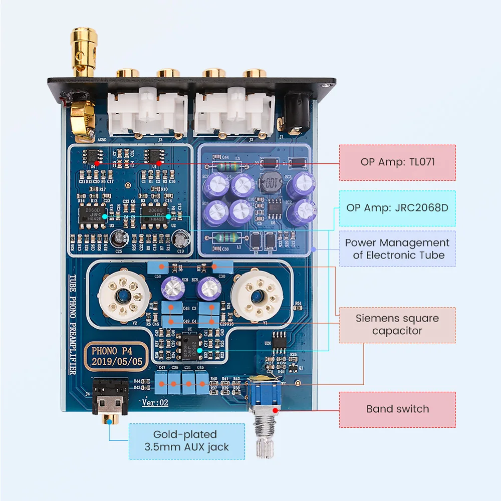 AIYIMA HiFi Предварительный усилитель аудио доска вакуумная трубка 6J2 Phono Preamp стерео фонограф Предварительный усилитель DIY для мощности звуковые усилители