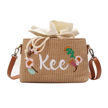 

QZUnique Womens Drawstring Shoulder Handbag Summer Straw Woven Handbag Beach Crossbody Tote Bag