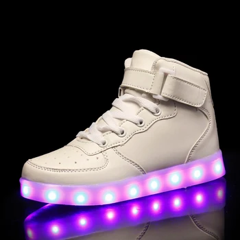 

10 color Led Usb Charging Shoes for Kids and Adults Glowing Sneakers Boys Girls Hook Loop Luminous Shoes Fashion Men Women Party