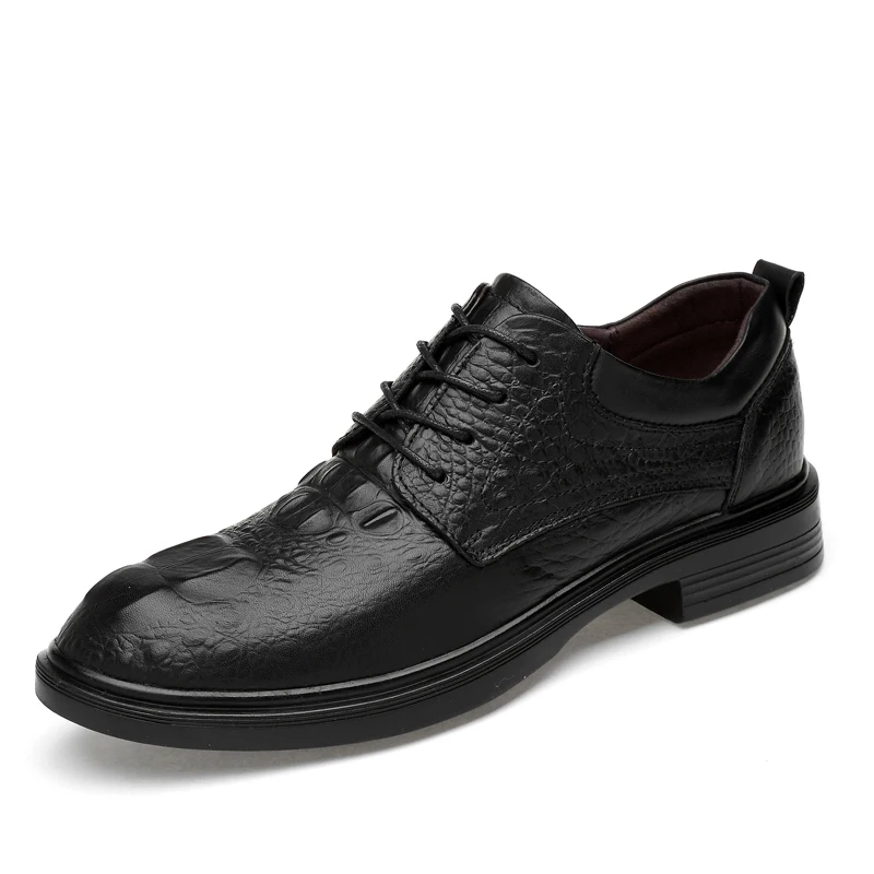 Модные мужские кроссовки; Роскошная обувь на платформе; обувь на подъеме; Коричневая Кожаная эластичная лента; повседневная обувь, увеличивающая рост; деловая кожа;% 2100 - Цвет: Black-2
