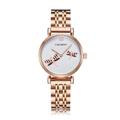 rose gold white Drop Shipping Silver Rose Gold Stainless Steel Bracelet Watch Women Fashion Womens Quartz Watches Ladies Clock Female gift XFCS - Цвет: rose gold white