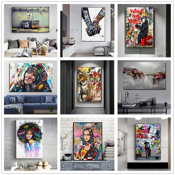 

Banksy Street Graffiti Collage Monkey Posters And Prints Canvas Painting Wall Pictures For Living Room Nordic Home Decoration
