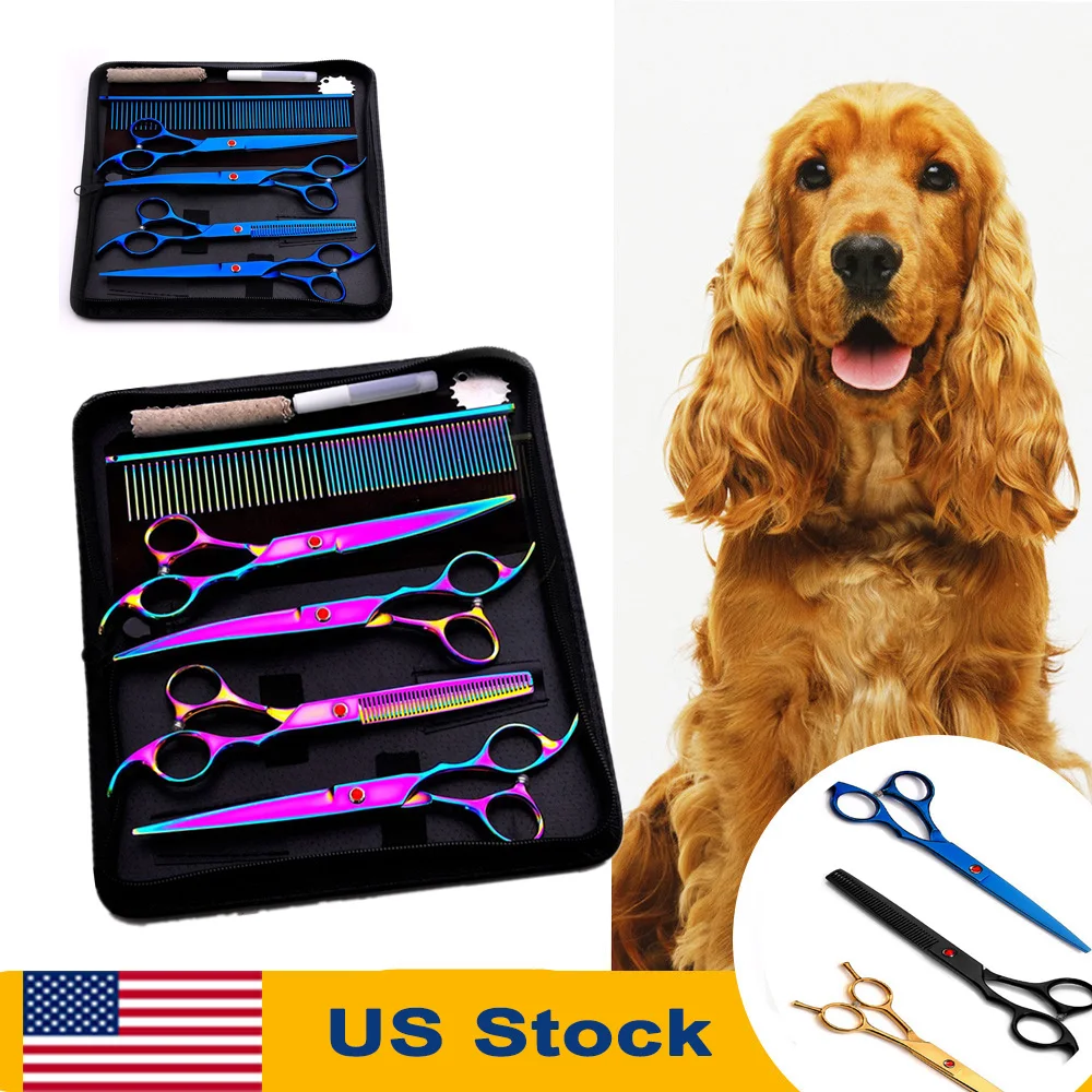 Pet Dog Grooming Scissor 5pcs 1 Set Stainless Steel Safety Round Cat