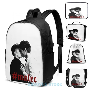 

Funny Graphic print Malec USB Charge Backpack men School bags Women bag Travel laptop bag