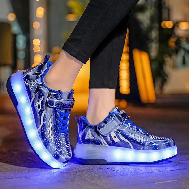 Roller Skates Shoes For Kids Children Boys Girls 2022 Fashion Sports Casual 2 Wheels With Sneakers Flashing Footware Led Boots